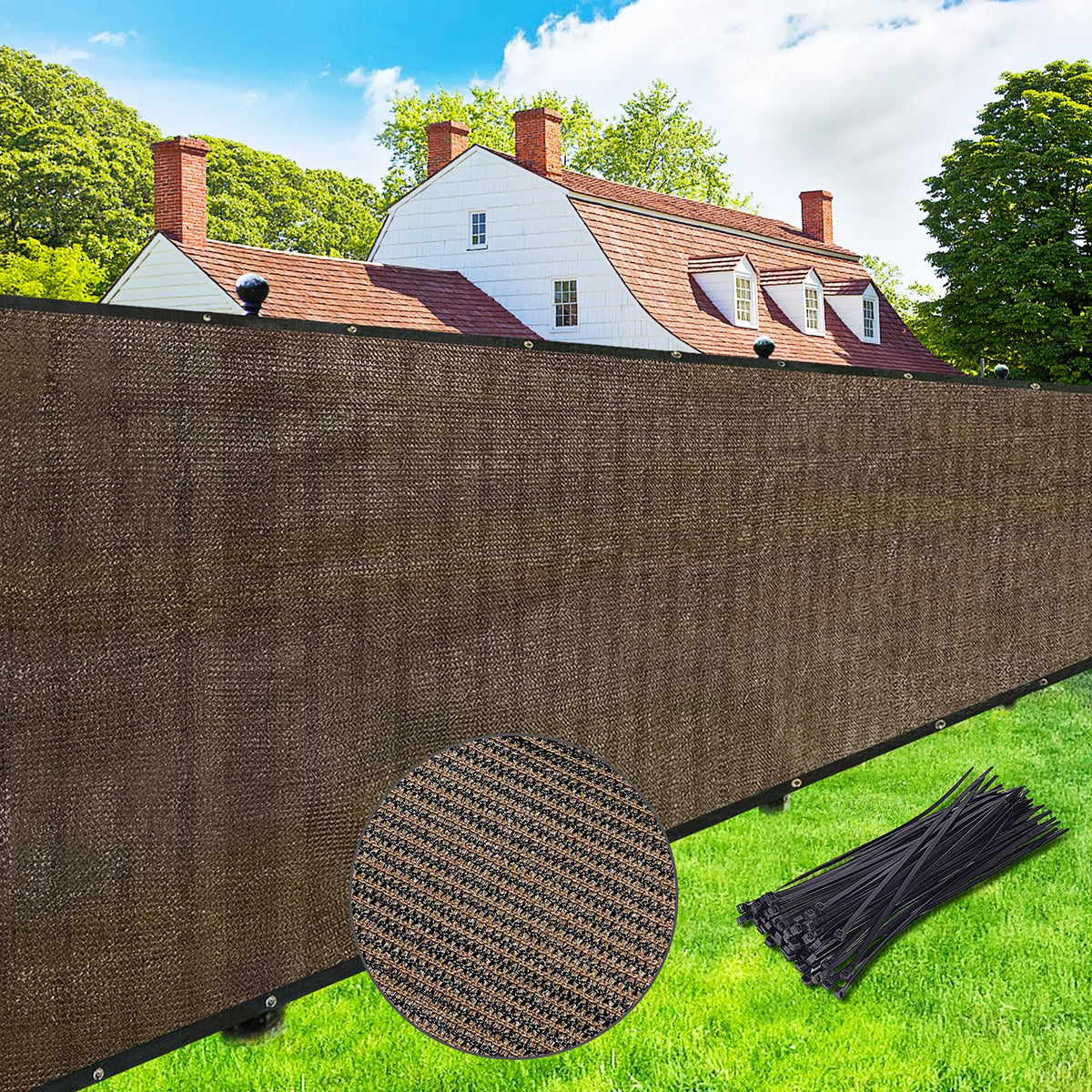 UPGRADE privacy screen fence mocha full view demonstrates outdoor privacy.