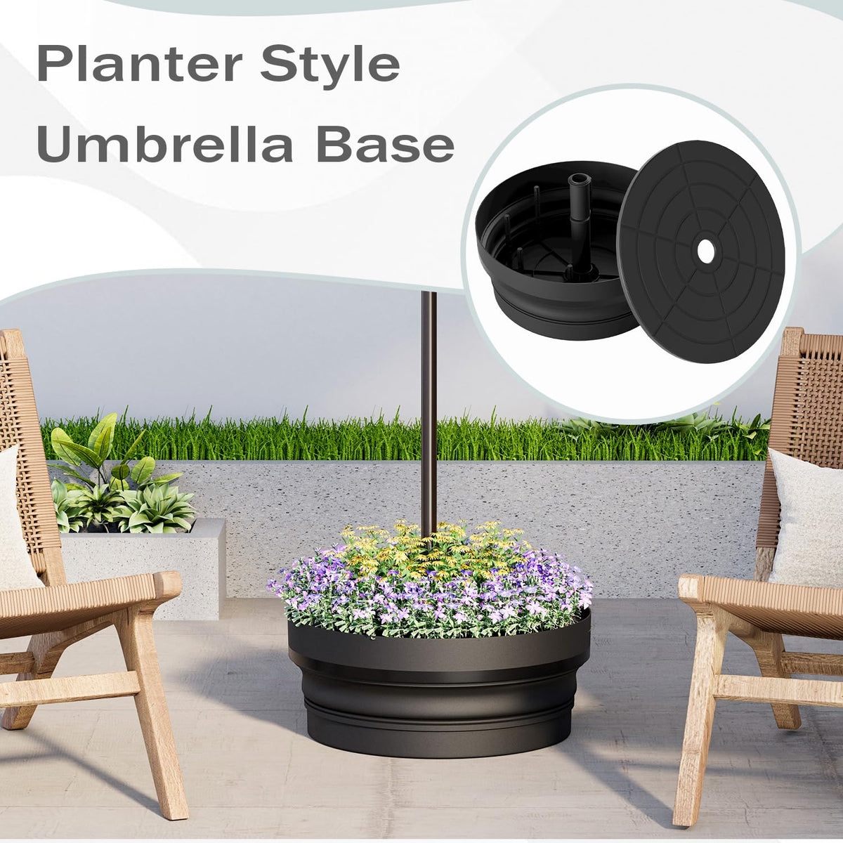 UPHYB foldable umbrella base saves space when stored.