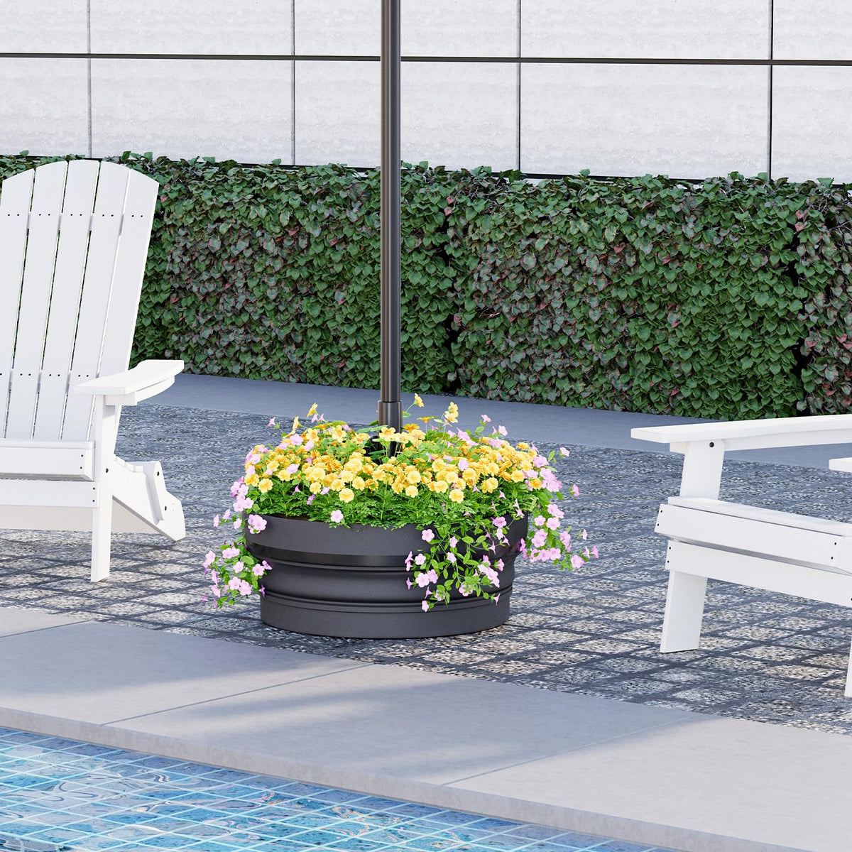 UPHYB base doubles as a flower pot-ready planter.