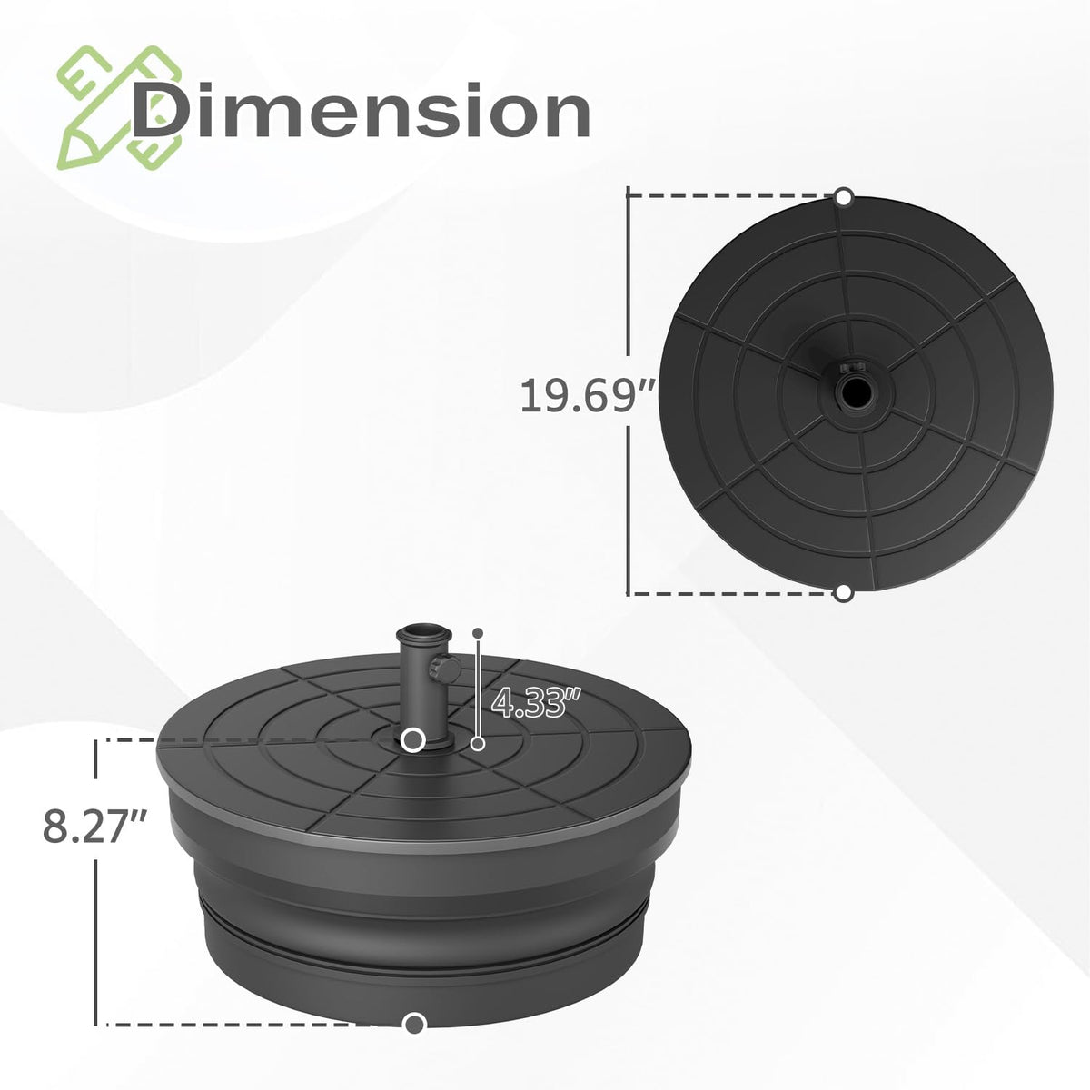 UPHYB adjustable pole-diameter umbrella base fits 1.26–1.89 inch poles for versatile use.