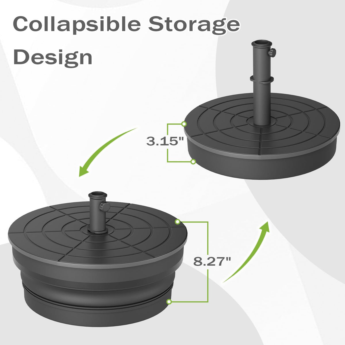 UPHYB rust-proof and UV-resistant base for long outdoor life.