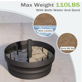 UPHYB umbrella base wide flip-top opening for easy filling.