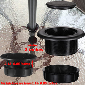 UpinFun umbrella hole ring cap installed closeup highlights easy, tool-free installation.