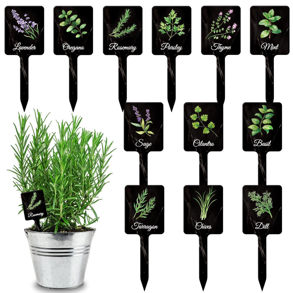UPINS 24pcs acrylic garden signs with waterproof labels for outdoor herb gardens.