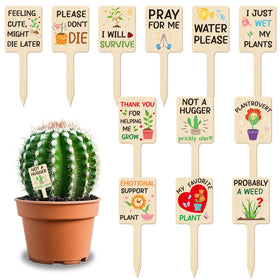 UPINS 24Pcs plant labels with wood texture for elegant garden organization