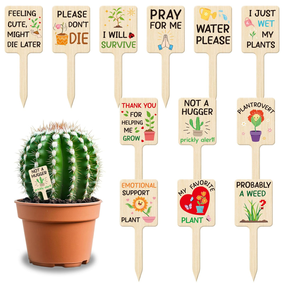 UPINS 24Pcs plant labels with wood texture for elegant garden organization