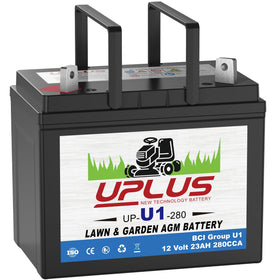 UPLUS U1 riding lawn mower battery installed in a tractor setup for reliable starting.