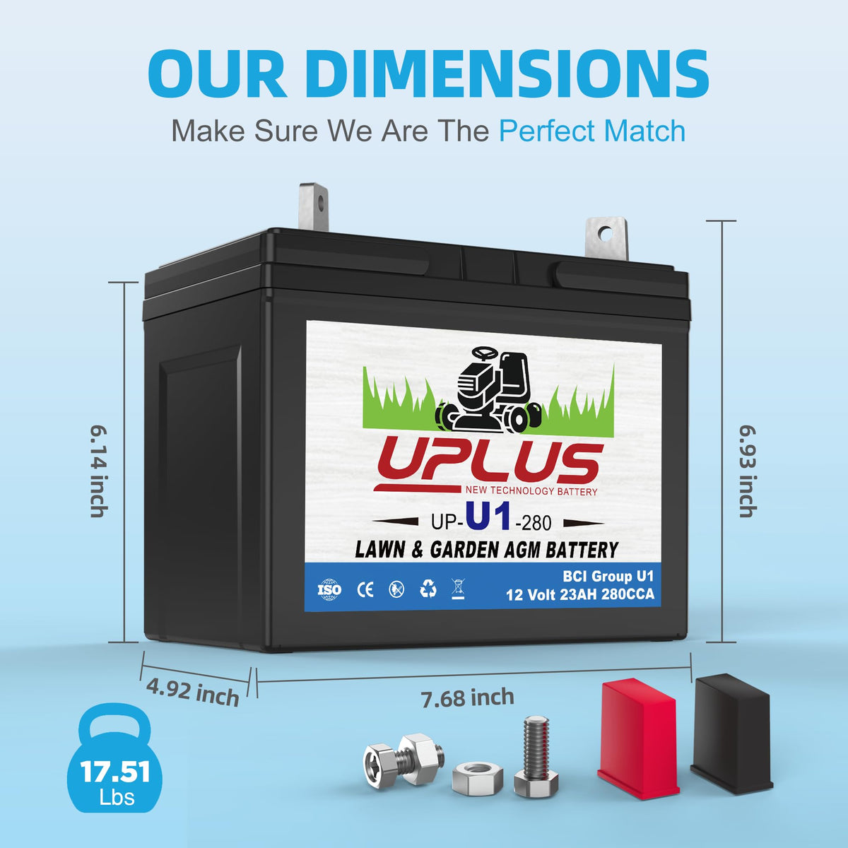 UPLUS U1 sealed AGM technology for maintenance-free operation.