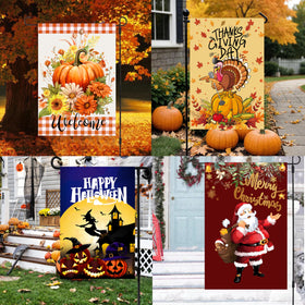 UpomFurs Thanksgiving flag cozy autumn decor for outdoors.