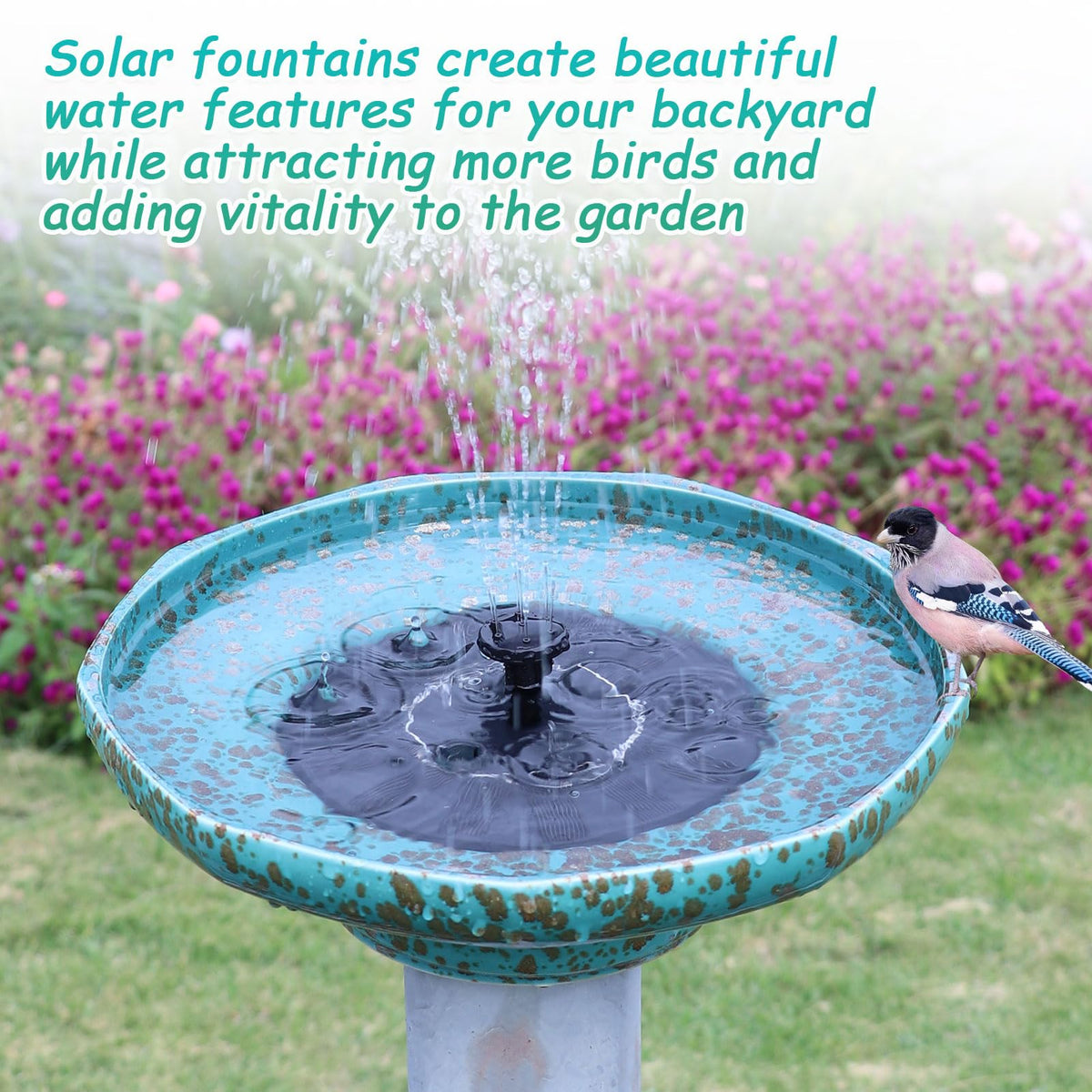 UPSJYJ ceramic bird bath 9-angle design blends with garden scenery.