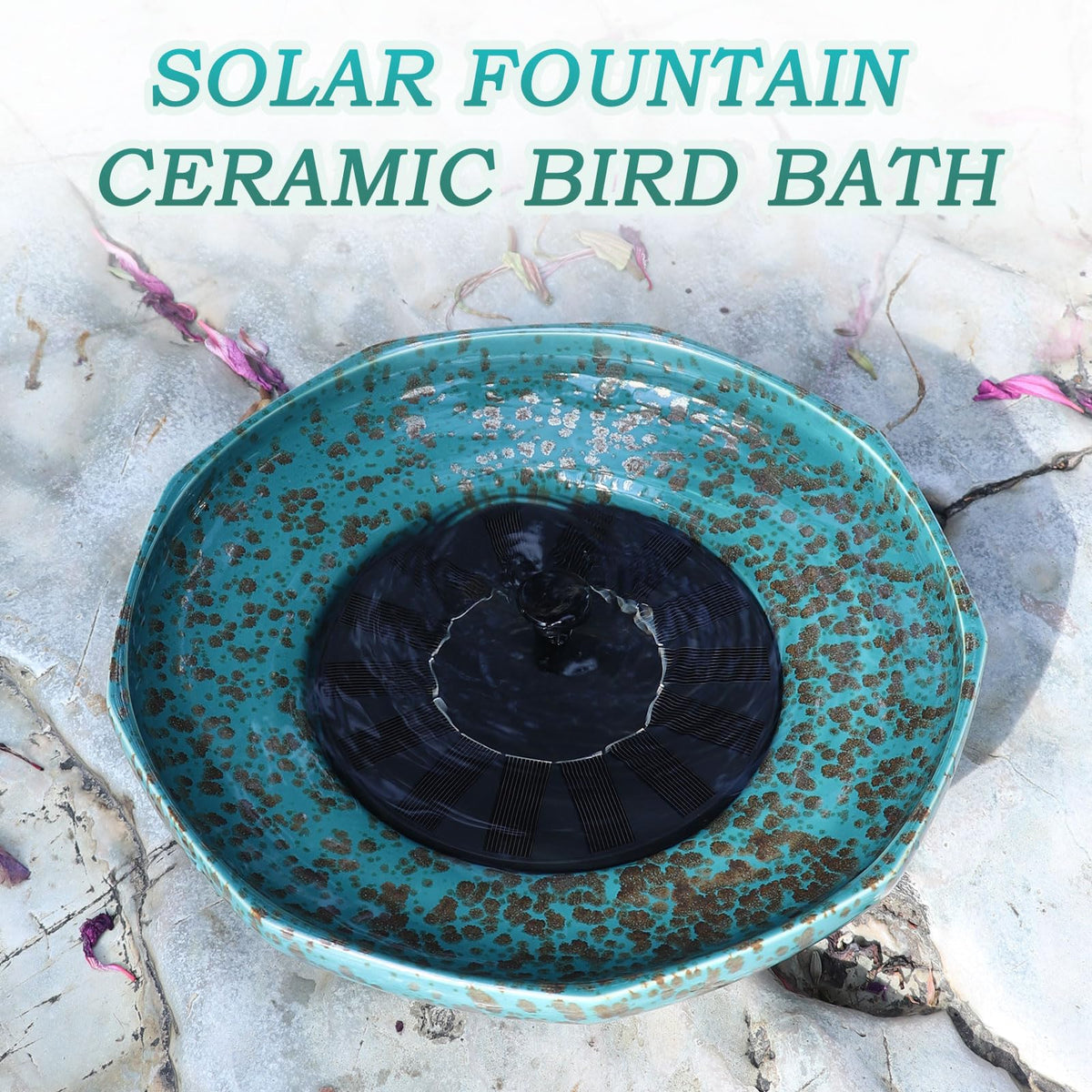 UPSJYJ ceramic bird bath interior is smooth for easy cleaning after visits.