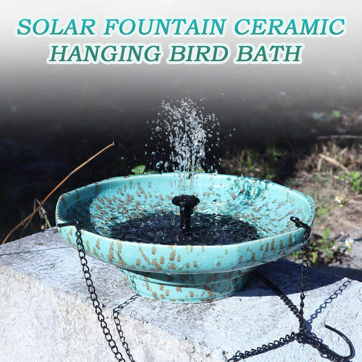 UPSJYJ hanging ceramic bird bath provides a weather-resistant water source.