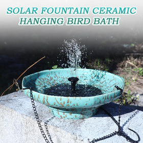 UPSJYJ hanging ceramic bird bath provides a weather-resistant water source.