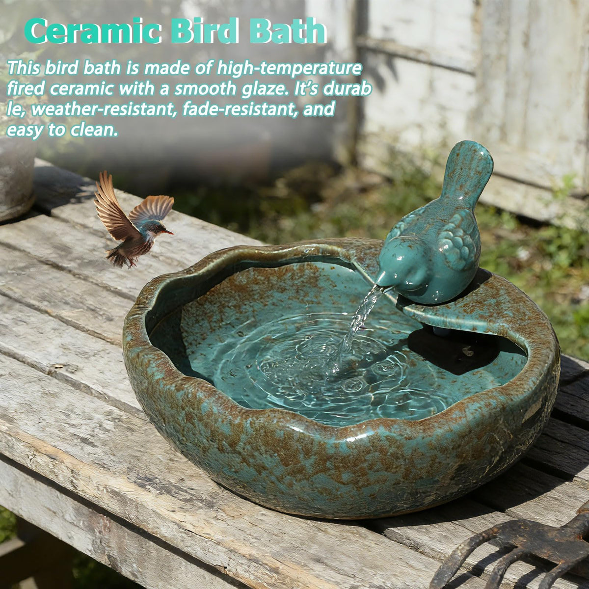 UPSJYJ lifelike-birds on ceramic bowl inviting wildlife