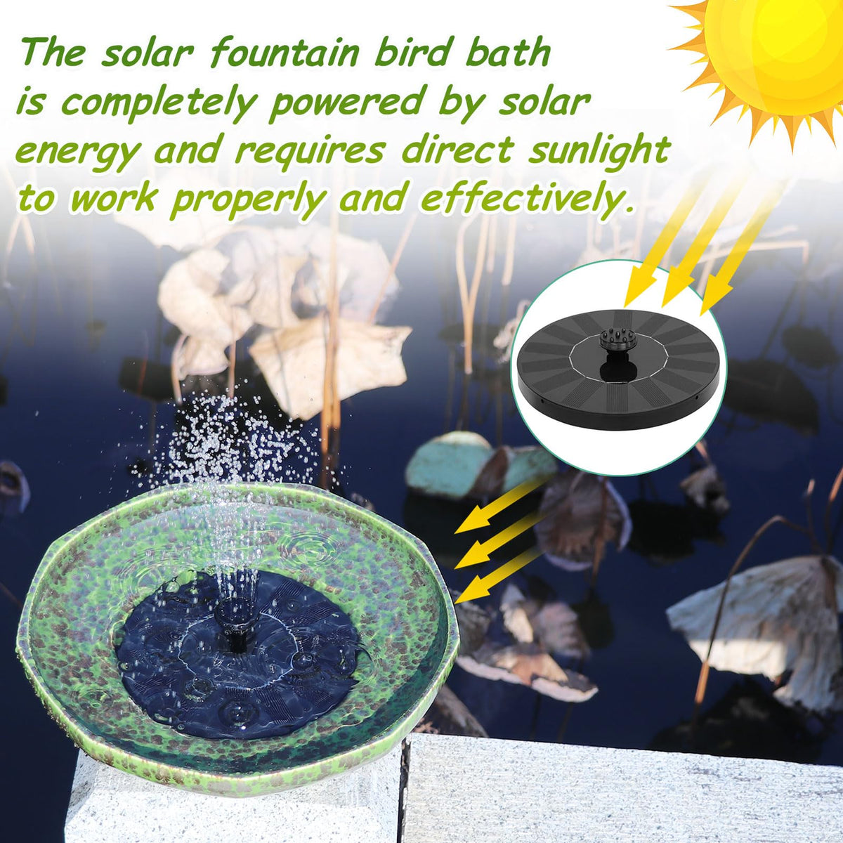 UPSJYJ outdoor bird bath holds about 0.62 gallons for birds