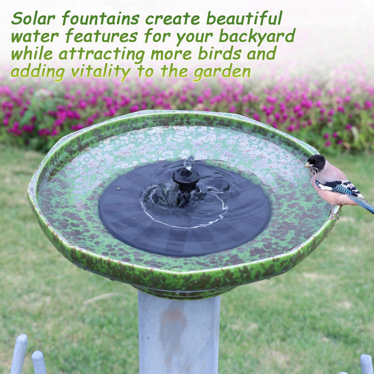 UPSJYJ bird bath with flat bottom stabilizes on any surface