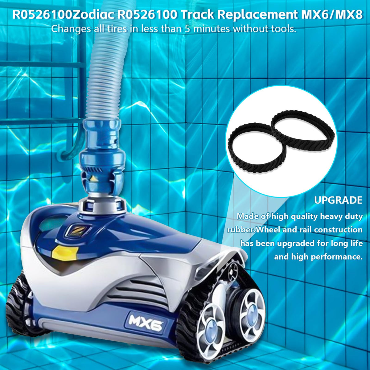 upuuup Zodiac MX6 MX8 tire track supports stable traction during cycles