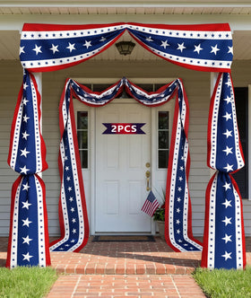 UQJE 20ft Fourth of July bunting draped on a porch railing for festive curb appeal.
