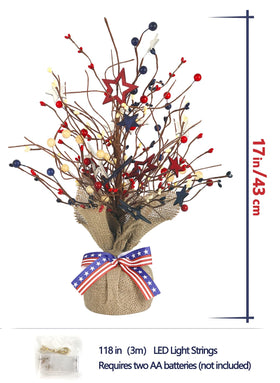 UQJE berry-tree with star decorations adds patriotic tabletop centerpiece