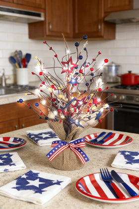 UQJE patriotic table tree with LED lights creates cozy indoor ambiance