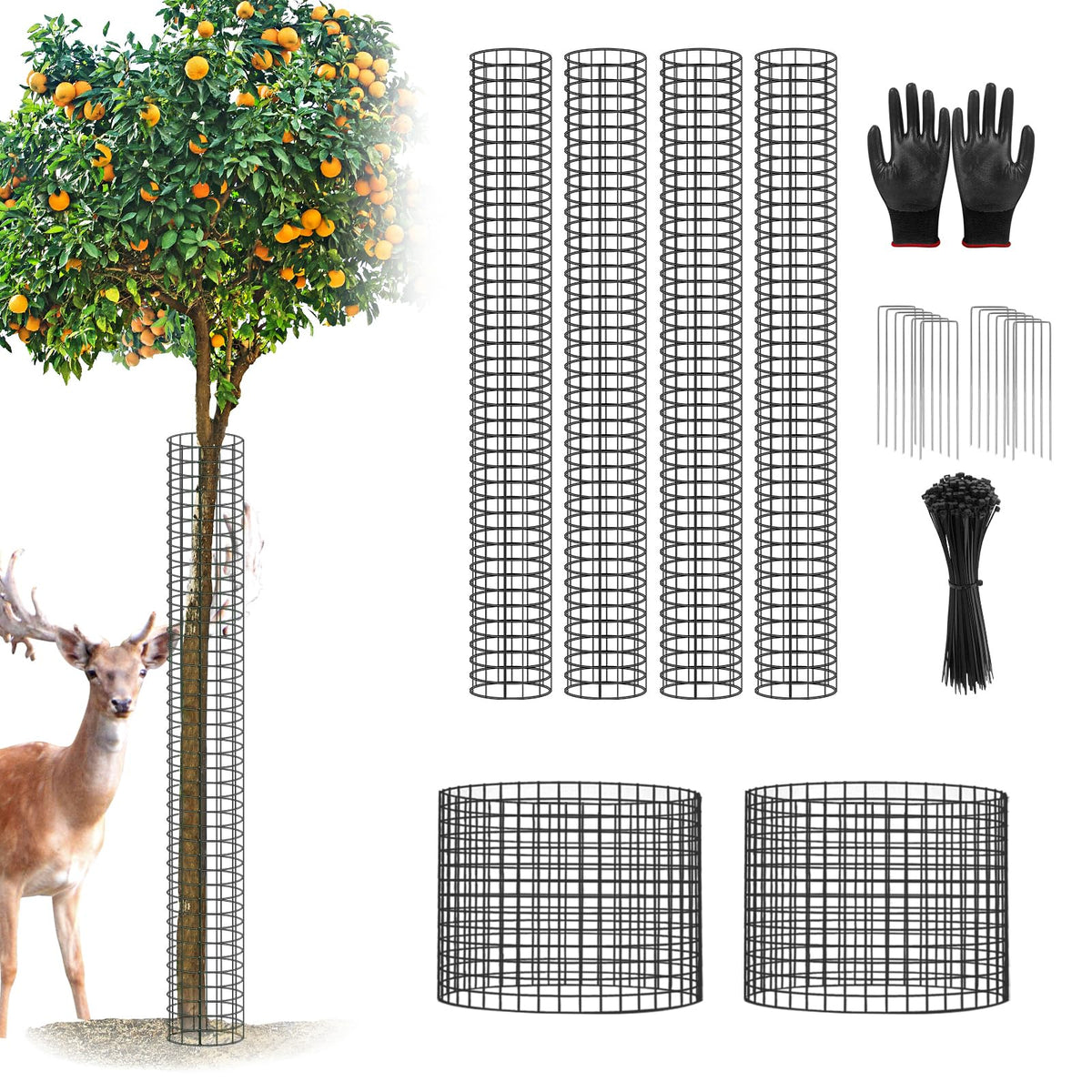 UQM 48-inch metal trunk protector mesh assembled around a tree shields bark