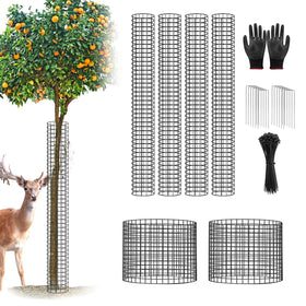 UQM 48-inch metal trunk protector mesh assembled around a tree shields bark