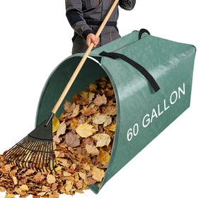 UQM 60-gallon leaf bag with dustpan opening for easy debris pickup.