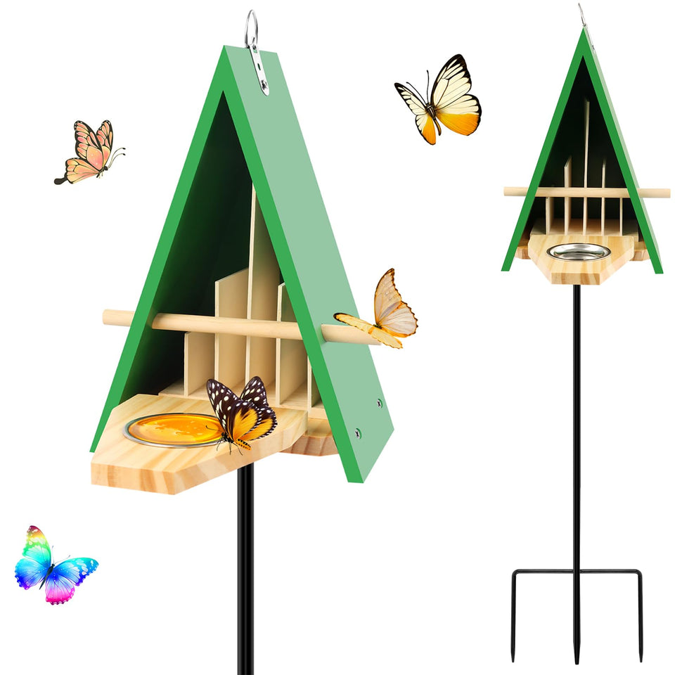 UQM Butterfly House and Feeder on stake boosts garden viewing for butterflies