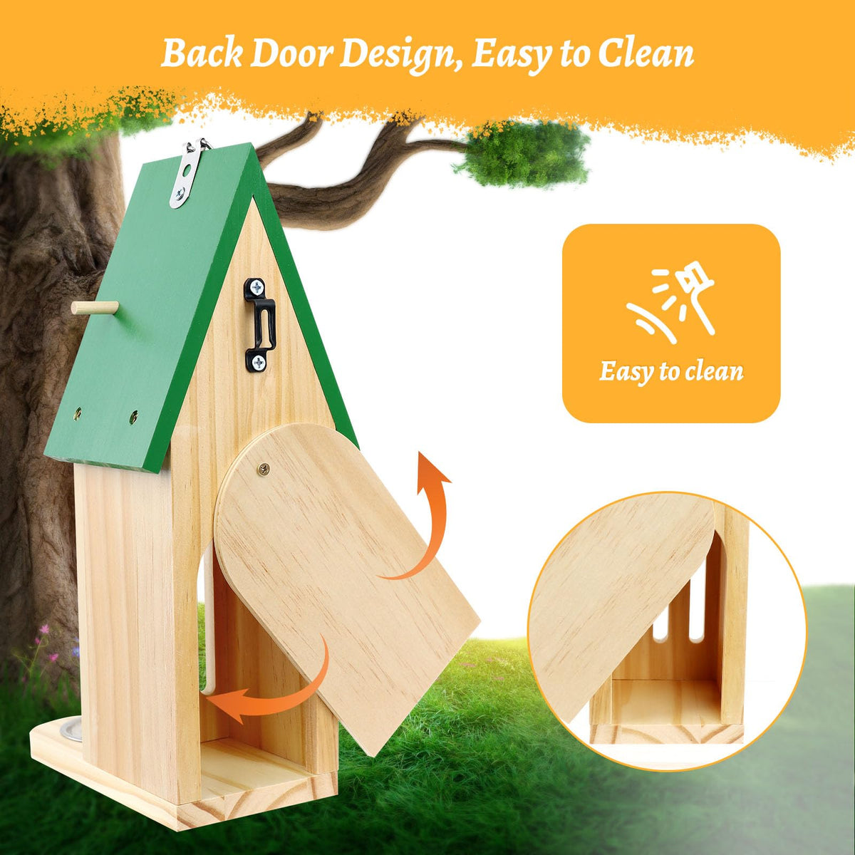UQM butterfly house hanging option for wall or tree installation.