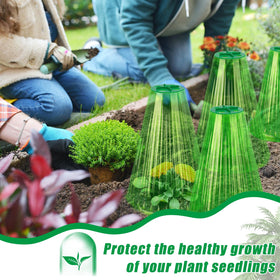 Durable UQM garden cloche guards flowers and vegetables against wind and rain.