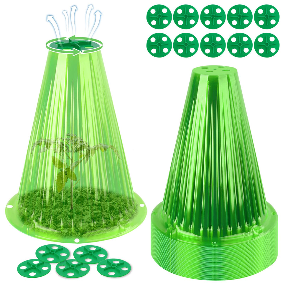 UQM garden cloche protects seedlings with clear shell for optimal sunlight.