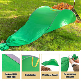 UQM leaf bag with adjustable opening for debris collection