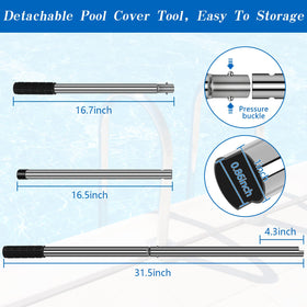 UQM pool cover tool showing non-slip grip for secure handling