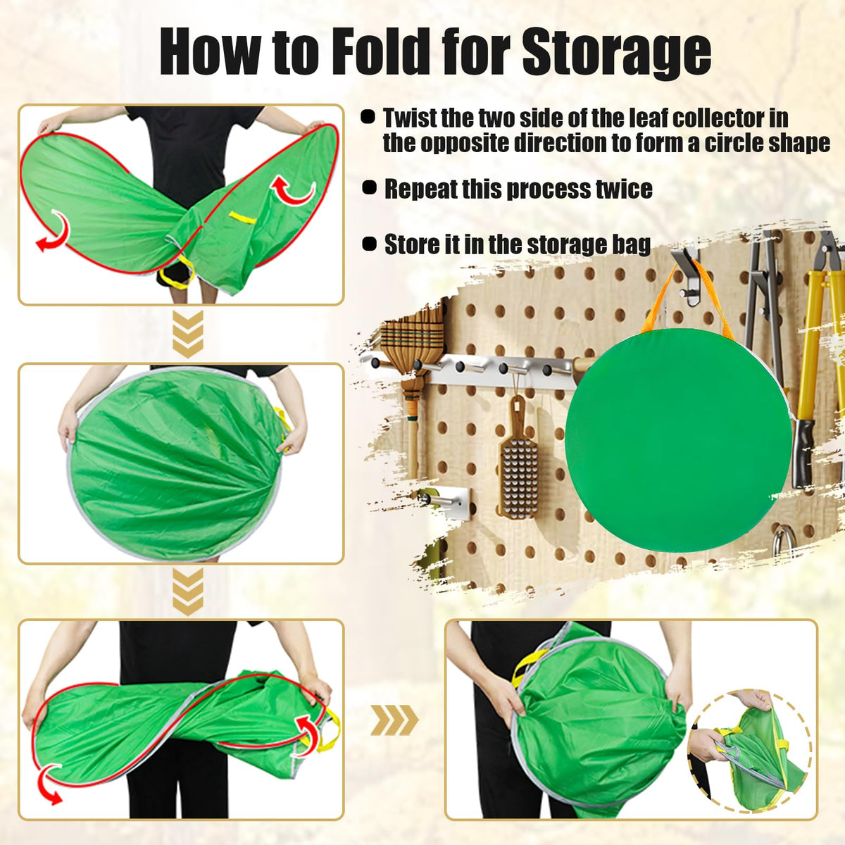 UQM pop-up bag folded compactly for storage