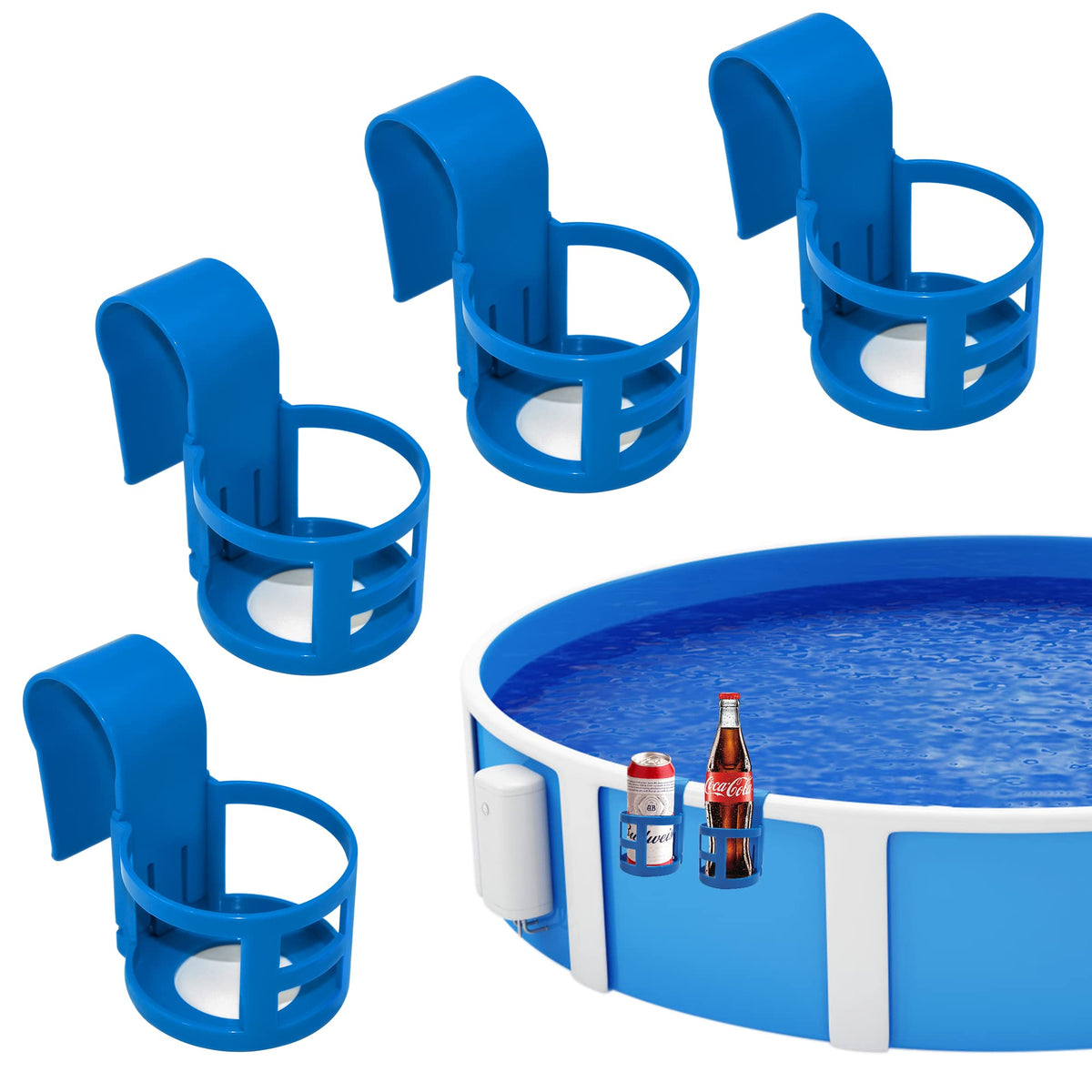 UQOOQFA poolside cup holder blue round clip-on for easy reach while swimming