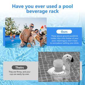 UQOOQFA poolside cup holder in use on a pool rail