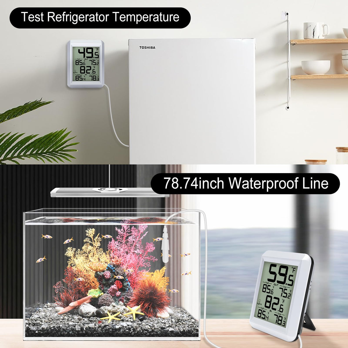 Urageuxy thermometer in refrigerator/freezer for stable storage temps
