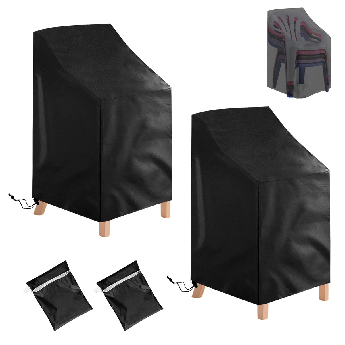 Uranshin 2-pack stackable chair covers fit snugly on small lounge chairs.