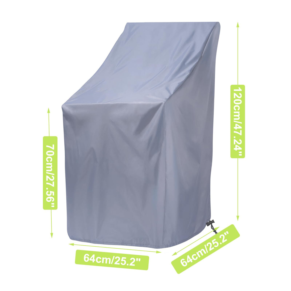 Uranshin stackable chair cover with drawstring edge secures chairs against wind.