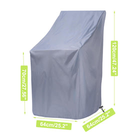 Uranshin stackable chair cover with drawstring edge secures chairs against wind.