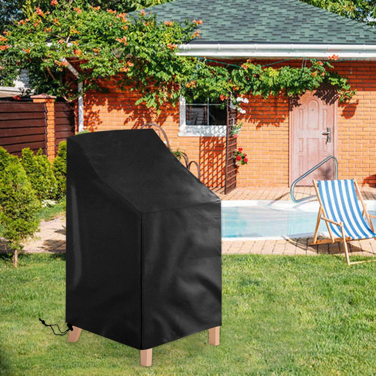 Uranshin all-weather chair covers designed for stackable patio chairs.