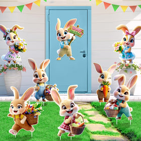 Uranus&No.1 bunny yard sign basket full of eggs inviting photo moments