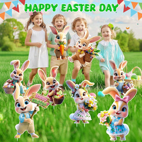 Uranus&No.1 bunny yard sign grassy display stands sturdy in any yard