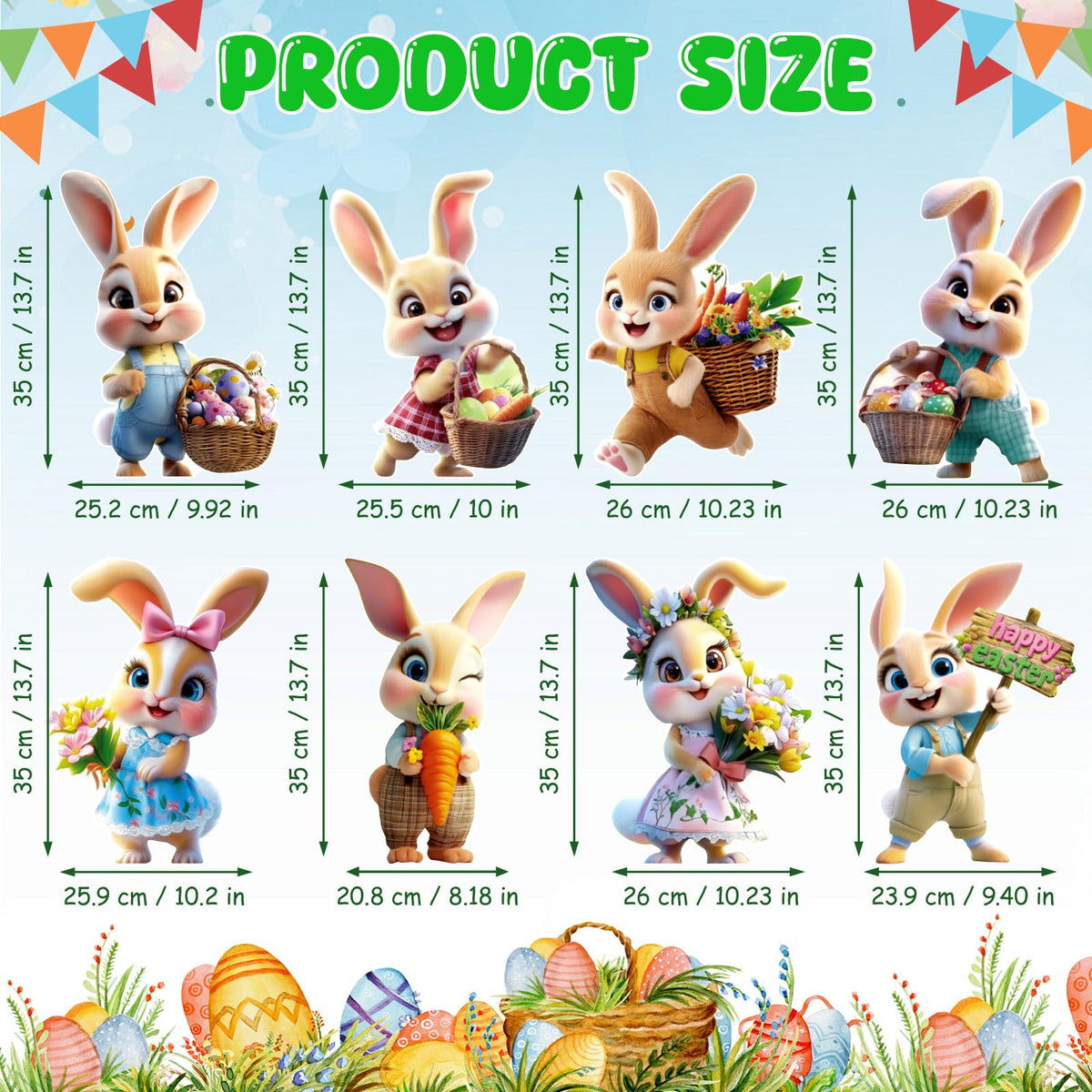 Uranus&No.1 bunny yard sign holding colorful eggs enhances spring curb appeal