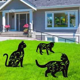 URATOT black cat garden decor stake 30x20cm for striking yard accents