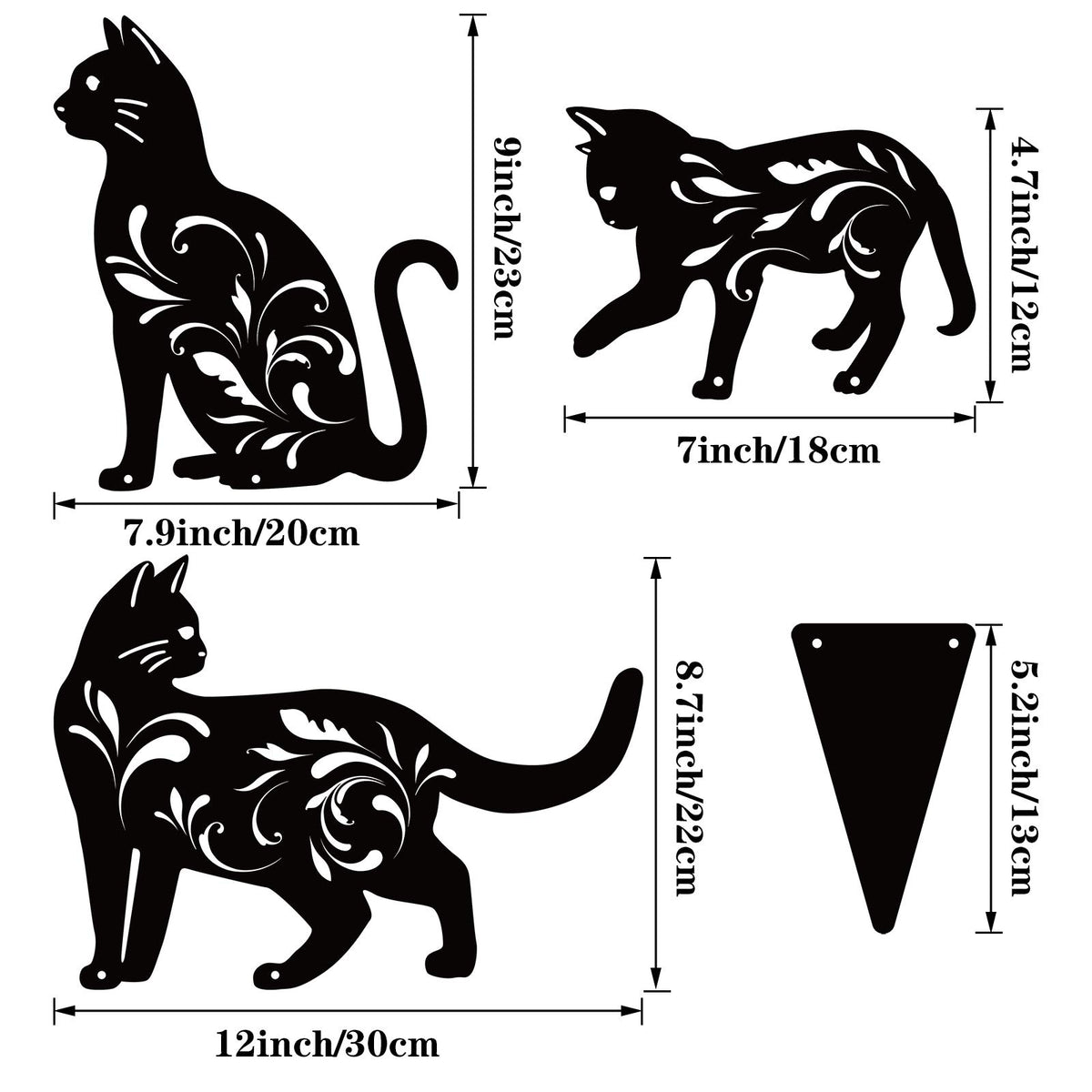 URATOT iron cat silhouette garden stake in 30x20cm size for borders
