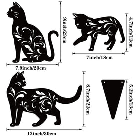 URATOT iron cat silhouette garden stake in 30x20cm size for borders