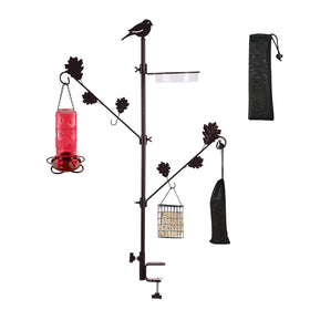 Urban Deco deck pole feeder with multiple hooks for durable outdoor feeding