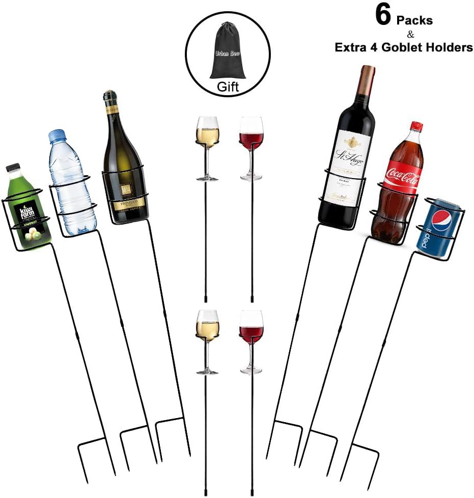 Urban Deco yard drink holder set with six stakes keeps beverages organized outdoors