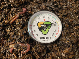 Urban Worm thermometer is ideal for garden beds and worm bins.